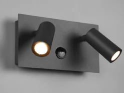LED Außenwandleuchte TUNGA 2-flammig mit Bewegungsmelder, Anthrazit, Breite 23cm
