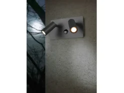 LED Außenwandleuchte TUNGA 2-flammig mit Bewegungsmelder, Anthrazit, Breite 23cm