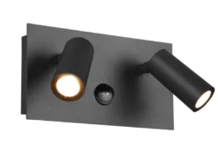 LED Außenwandleuchte TUNGA 2-flammig mit Bewegungsmelder, Anthrazit, Breite 23cm