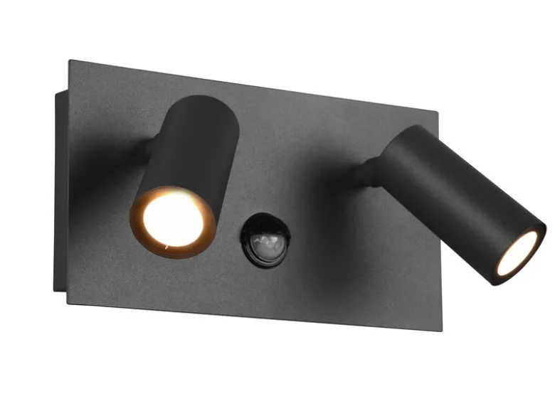 LED Außenwandleuchte TUNGA 2-flammig mit Bewegungsmelder, Anthrazit, Breite 23cm