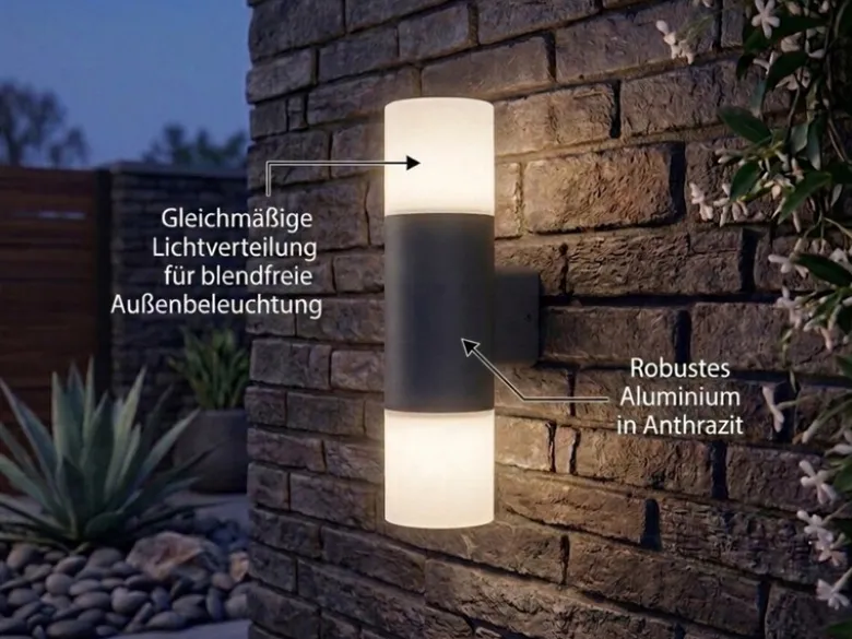 LED Außenwandleuchte Up and Down in Anthrazit E27, Höhe 33cm