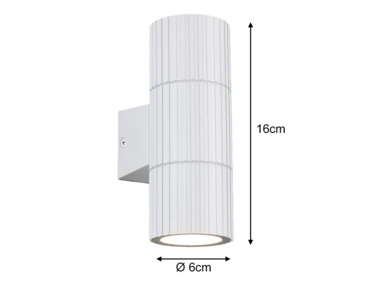 LED Außenwandleuchte Up and Down Weiß geriffelt, Höhe 16cm
