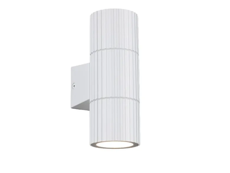 LED Außenwandleuchte Up and Down Weiß geriffelt, Höhe 16cm