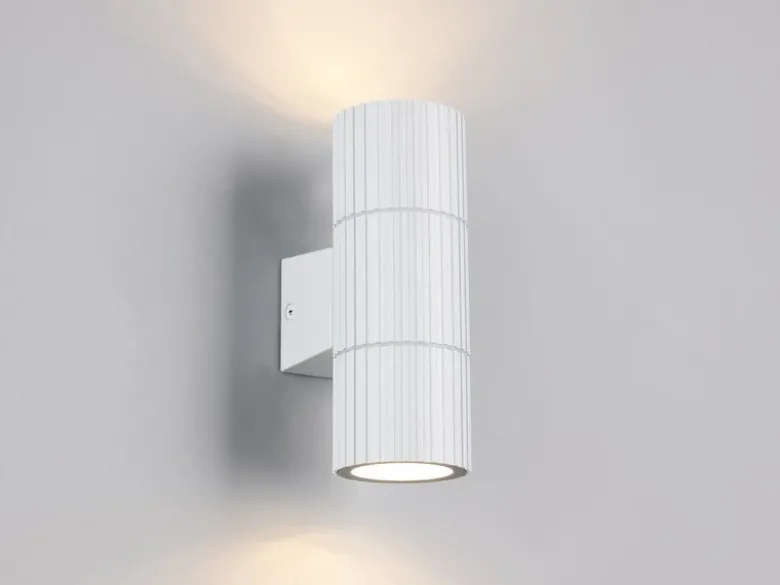 LED Außenwandleuchte Up and Down Weiß geriffelt, Höhe 16cm
