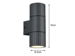 LED Außenwandleuchte Up and Down Anthrazit geriffelt, Höhe 16cm