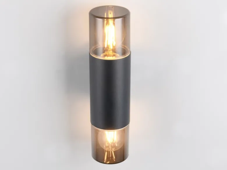 LED Außenwandleuchte Up and Down in Schwarz & Rauchfarbig E27, Höhe 33cm