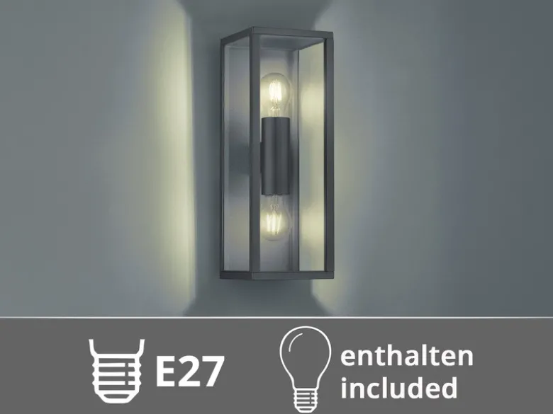 LED Außenwandleuchte Up & Down in Anthrazit mit Glas, Höhe 38cm