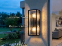 LED Außenwandleuchte Up & Down in Anthrazit mit Glas, Höhe 38cm