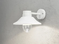 LED Außenwandleuchte VEGA Aluminium Weiß & Klarglas, Höhe 26,5cm