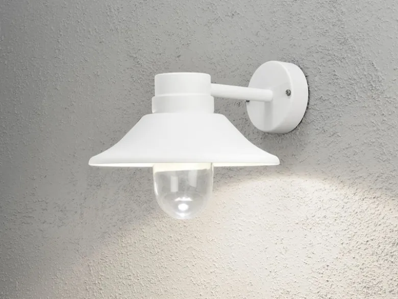 LED Außenwandleuchte VEGA Aluminium Weiß & Klarglas, Höhe 26,5cm