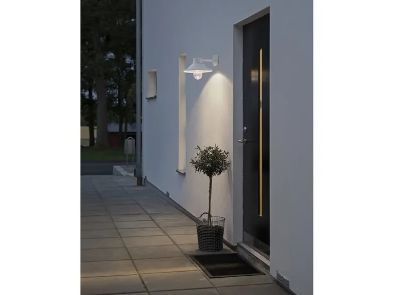 LED Außenwandleuchte VEGA Aluminium Weiß & Klarglas, Höhe 26,5cm