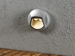 LED Außenwandleuchte / Wandaufbauleuchte CHIERI rund, Ø 14cm, Alu grau, IP44