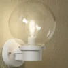 LED Außenwandleuchte, Weiß, Höhe 29cm mit Glas Kugel Ø 20cm