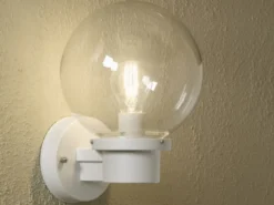 LED Außenwandleuchte, Weiß, Höhe 29cm mit Glas Kugel Ø 20cm