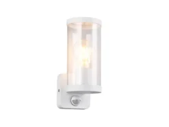 LED Außenwandleuchte Weiß mit Bewegungsmelder, Höhe 23cm