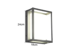 LED Außenwandleuchte WITHAM mit Metall Rahmen Anthrazit, Höhe 24cm