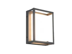 LED Außenwandleuchte WITHAM mit Metall Rahmen Anthrazit, Höhe 24cm