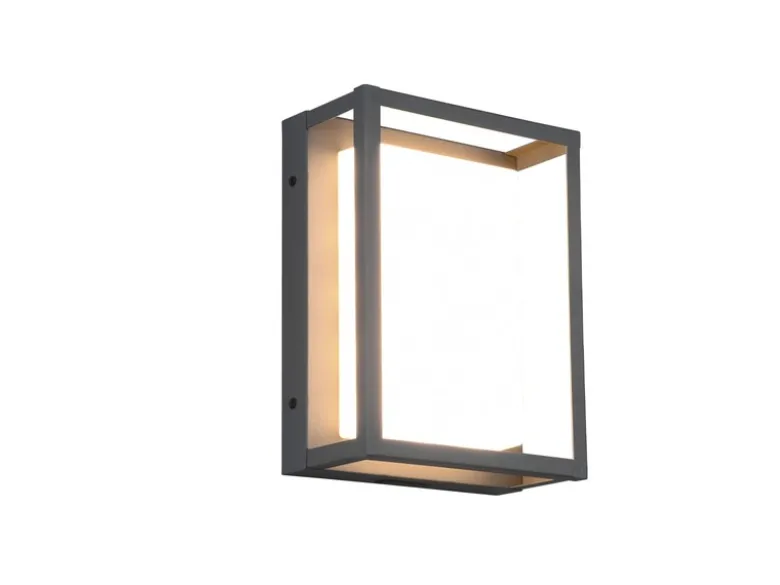 LED Außenwandleuchte WITHAM mit Metall Rahmen Anthrazit, Höhe 24cm