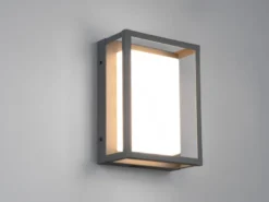 LED Außenwandleuchte WITHAM mit Metall Rahmen Anthrazit, Höhe 24cm