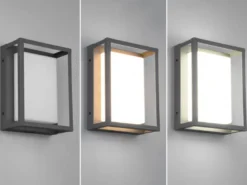 LED Außenwandleuchte WITHAM mit Metall Rahmen Anthrazit, Höhe 24cm