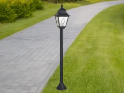 LED Außen Wegeleuchte im Landhausstil Laterne mit Bleiglas, Höhe 109cm