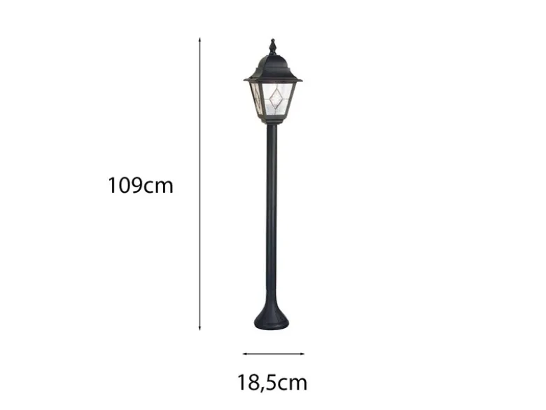 LED Außen Wegeleuchte im Landhausstil Laterne mit Bleiglas, Höhe 109cm
