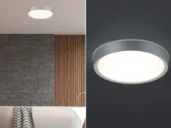 LED Bad Deckenleuchte CLARIMO in Grau, IP44 Ø 33cm