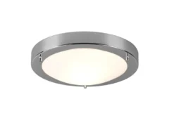 LED Bad Deckenleuchte in Chrom mit Glas Opal Weiß Badlampen, Ø 31,5cm