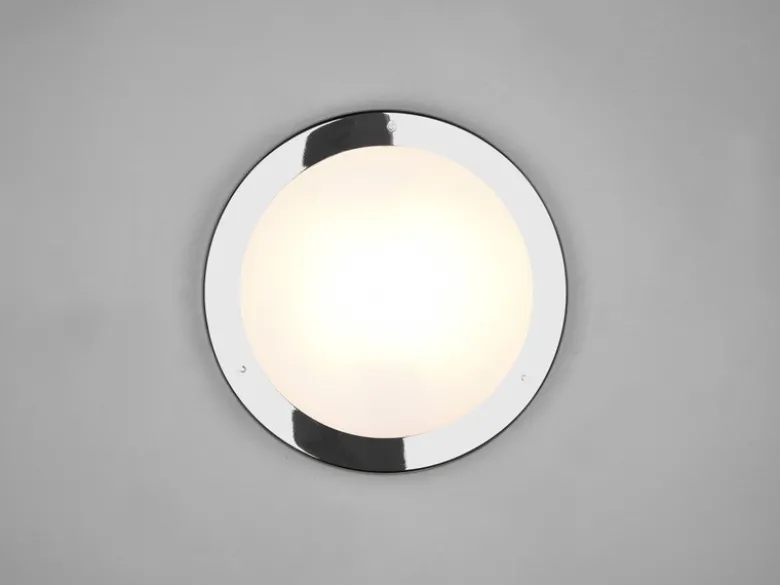 LED Bad Deckenleuchte in Chrom mit Glas Opal Weiß Badlampen, Ø 31,5cm