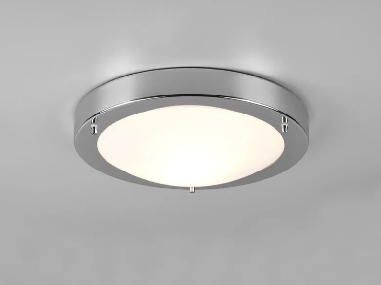 LED Bad Deckenleuchte in Chrom mit Glas Opal Weiß Badlampen, Ø 31,5cm