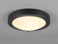 LED Bad Deckenleuchte in Schwarz mit Glas Weiß Badlampen, Ø 31,5cm