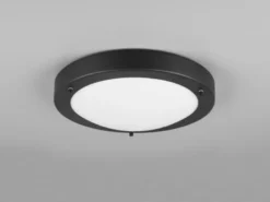 LED Bad Deckenleuchte in Schwarz mit Glas Weiß Badlampen, Ø 31,5cm