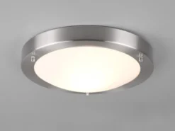 LED Bad Deckenleuchte in Silber mit Glas Opal Weiß Badlampen, Ø 31,5cm