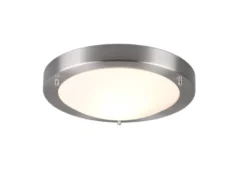 LED Bad Deckenleuchte in Silber mit Glas Opal Weiß Badlampen, Ø 31,5cm