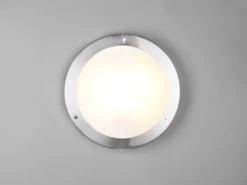 LED Bad Deckenleuchte in Silber mit Glas Opal Weiß Badlampen, Ø 31,5cm