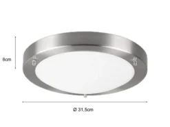 LED Bad Deckenleuchte in Silber mit Glas Opal Weiß Badlampen, Ø 31,5cm