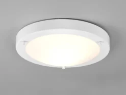 LED Bad Deckenleuchte in Weiß mit Glas Opal Weiß Badlampen, Ø 31,5cm