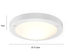 LED Bad Deckenleuchte in Weiß mit Glas Opal Weiß Badlampen, Ø 31,5cm