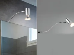 LED Badezimmerlampe in Chrom für Spiegelschrank mit schwenkbarem Spot