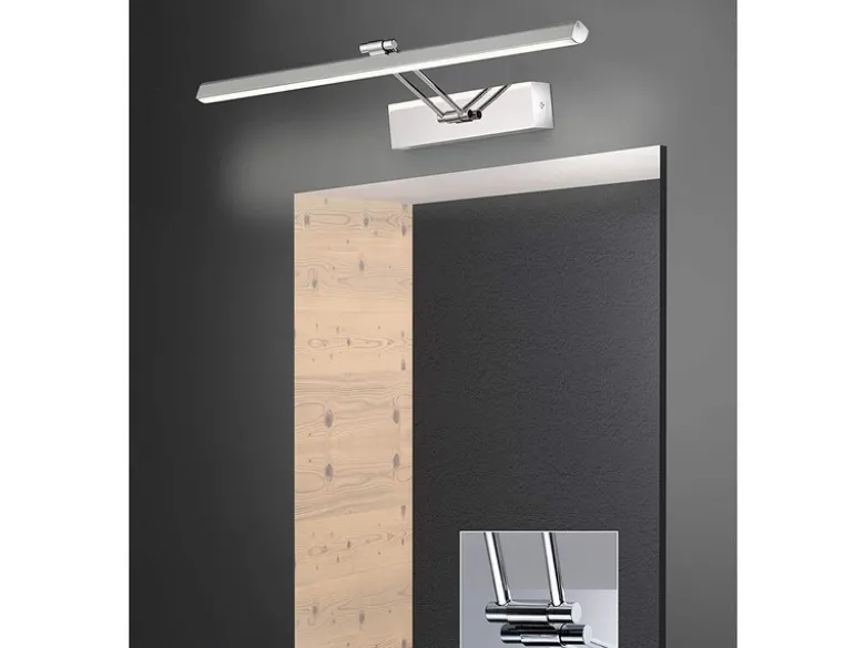 LED Badezimmer Wandleuchte BAABE Silber Chrom schwenkbar, Breite 60cm