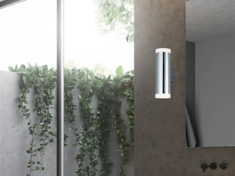 LED Badezimmer Wandleuchte 2er Set Up Down in Chrom - Spiegelleuchten, H: 17cm