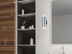 LED Badezimmer Wandleuchte 2er Set Up Down in Chrom - Spiegelleuchten, H: 17cm