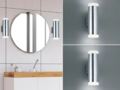 LED Badezimmer Wandleuchte 2er Set Up Down in Chrom - Spiegelleuchten, H: 17cm