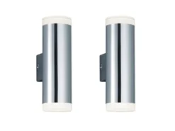 LED Badezimmer Wandleuchte 2er Set Up Down in Chrom - Spiegelleuchten, H: 17cm
