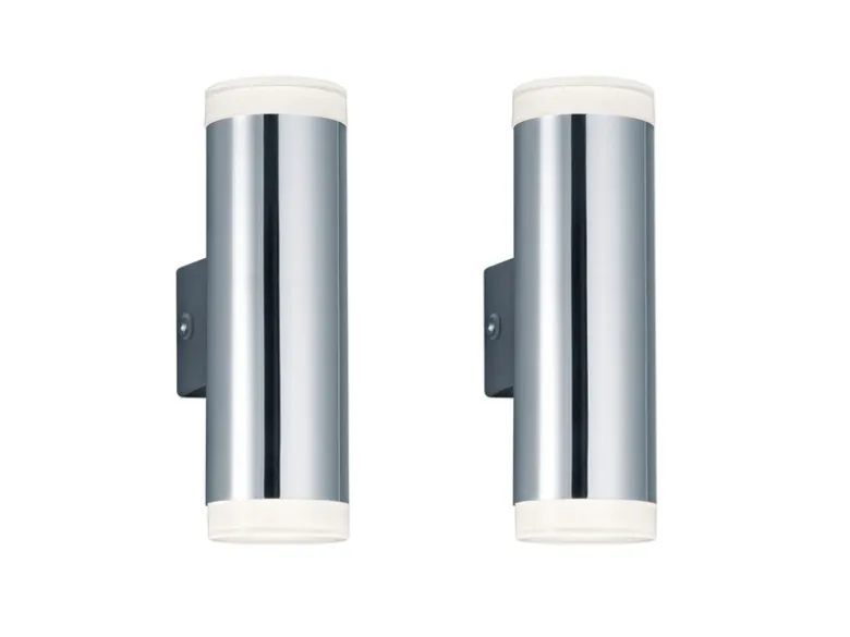 LED Badezimmer Wandleuchte 2er Set Up Down in Chrom - Spiegelleuchten, H: 17cm