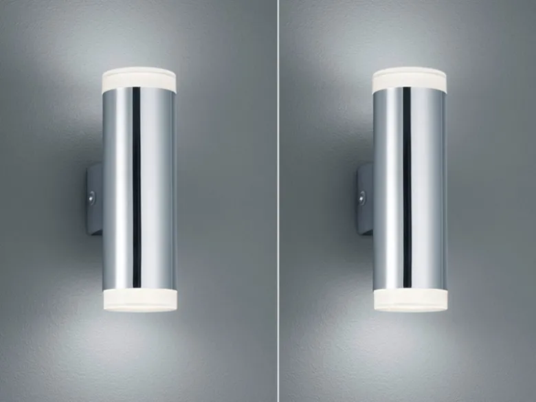 LED Badezimmer Wandleuchte 2er Set Up Down in Chrom - Spiegelleuchten, H: 17cm