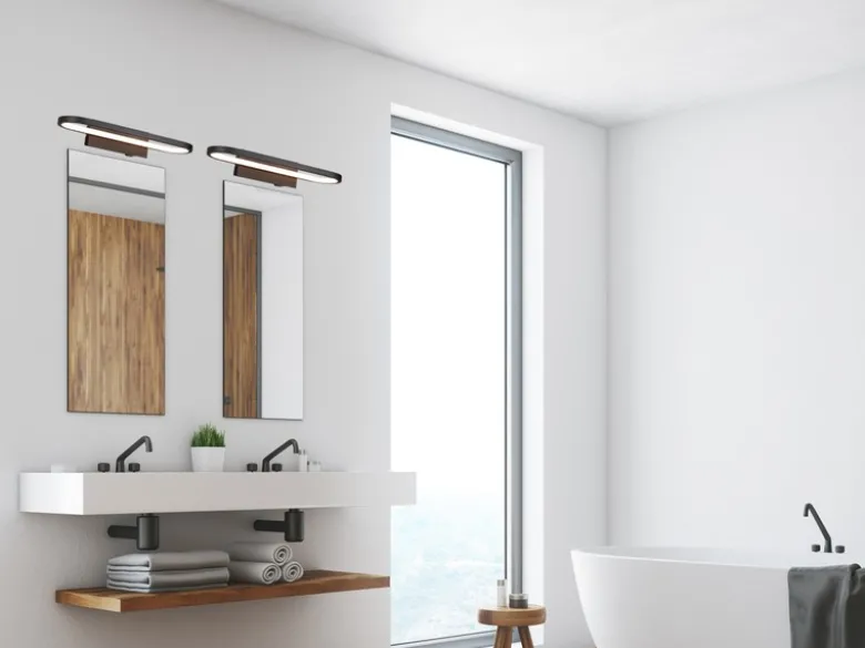 LED Badezimmer Wandleuchte 2er Set in Schwarz - Spiegelleuchten, Breite 40cm