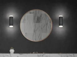LED Badezimmer Wandleuchte 2er Set Up Down in Schwarz - Spiegelleuchten, H: 17cm