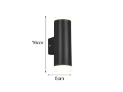 LED Badezimmer Wandleuchte 2er Set Up Down in Schwarz - Spiegelleuchten, H: 17cm