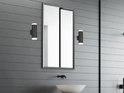 LED Badezimmer Wandleuchte 2er Set Up Down in Schwarz - Spiegelleuchten, H: 17cm